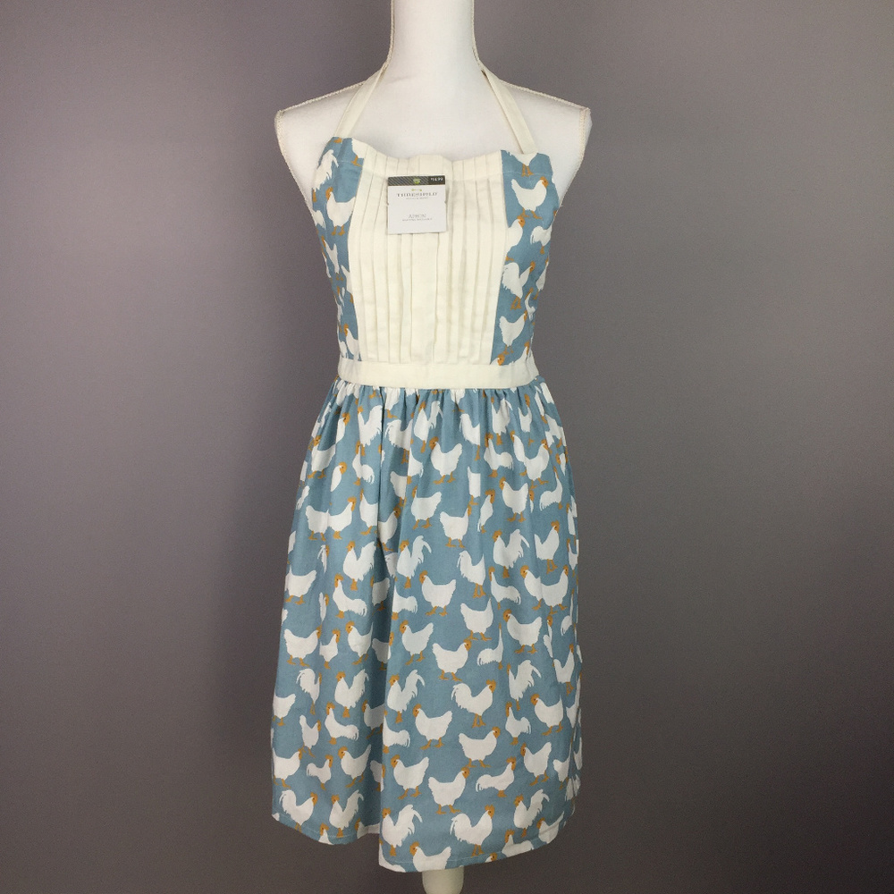 THRESHOLD Country Chic Blue Rooster Print Apron